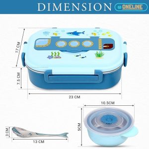 Bento Kids Stainless Steel Lunchbox with soup bowl and spoon and sea world theme